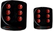 Dice: 12 - 16mm Black with Red