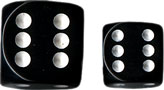 Dice: 36 - 12mm Black Dice with White
