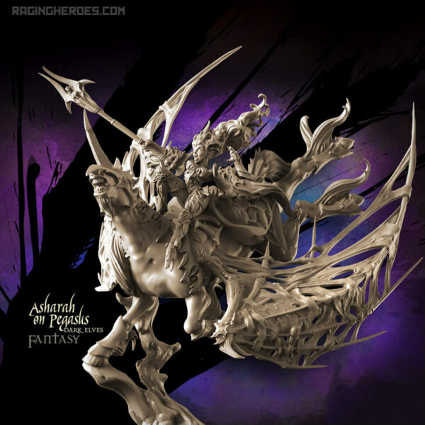 Raging Heroes: Dark Elves  Asharah on Pegasus (Fantasy)