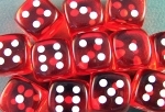 Dice: 12 - 16mm Translucent Orange with White