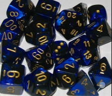Dice: 36 - 12mm Gemini Black and Blue with Gold