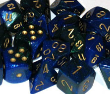 Dice: 36 - 12mm Gemini Black and Green with Gold