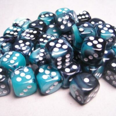 Dice: 36 - 12mm Gemini Black and Shell with White
