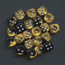 Dice: 36 - 12mm Gemini Black and Gold  with Silver
