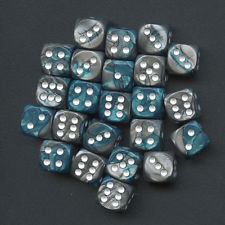 Dice: 36 - 12mm Gemini Steel and Teal with White