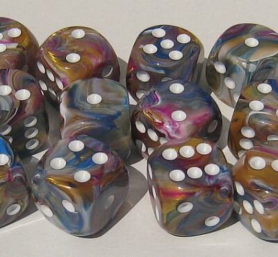 Dice: 12 - 16mm Festive Carousel with White