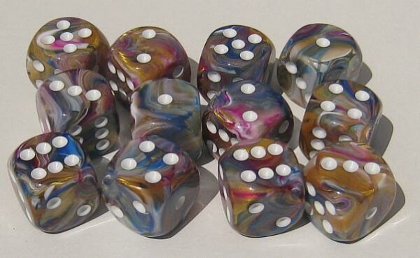 Dice: 12 - 16mm Festive Carousel with White