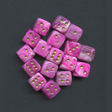 Dice: 36 - 12mm Vortex Pink with Gold