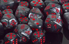 Dice: 36 - 12mm Velvet Black with Red