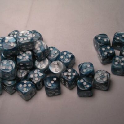 Dice: 36 - 12mm Lustrous Slate with White