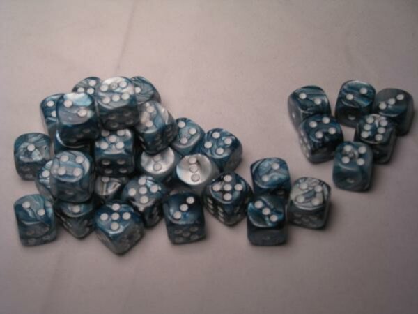 Dice: 36 - 12mm Lustrous Slate with White
