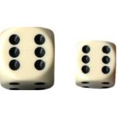 Dice: 36 - 12mm Opaque Ivory with Black Six Sided