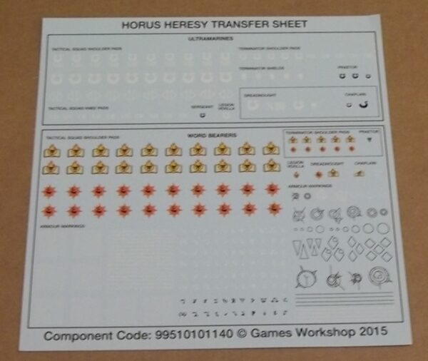 GW: Horus Heresy Transfer Sheet