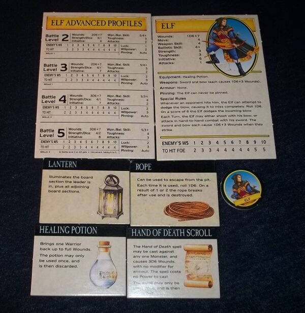 Warhammer Quest: Elf Rules and cards