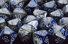 Dice: 12 - 16mm Blue and Silver with White
