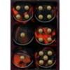 Dice: 12 - 16mm Black and Red with Gold