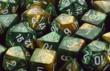 Dice: 36 - 12mm Gemini Gold and Green with White