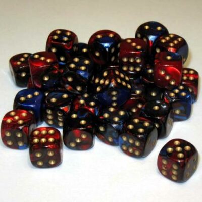 Dice: 36 - 12mm Gemini Blue and Red with Gold
