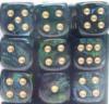 Dice: 36 - 12mm Scarab Jade with Gold