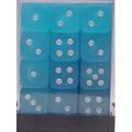 Dice: 36 - 12mm Frosted Carib Blue with White