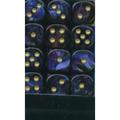 Dice: 36 - 12mm Scarab Royal Blue with Gold