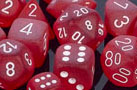 Dice: 36 - 12mm Frosted Red with White
