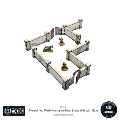 Bolt Action: WW2 Normandy High Stone Wall with Gate
